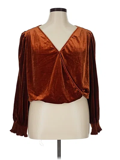 Pre-owned Simplee Long Sleeve Blouse In Brown