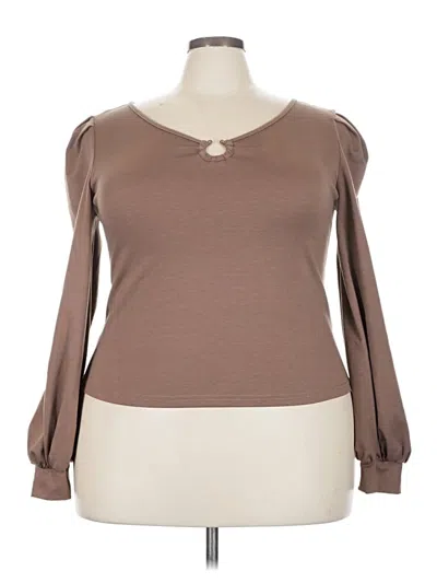 Pre-owned Simplee Long Sleeve Top Brown Sweetheart Neckline Tops