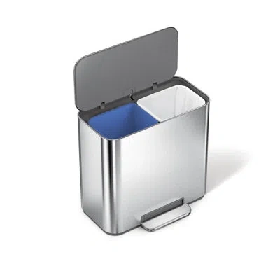 Simplehuman 15l Mini Recycler Step Can, Brushed Stainless Steel