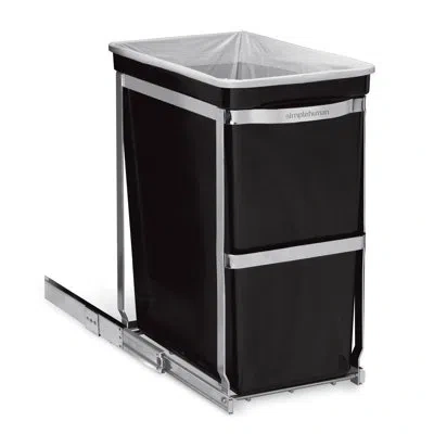 Simplehuman 30 L/ 8 Gallon Under Counter Kitchen Cabinet Pull-out Trash Can, Heavy-duty Steel Frame In Black