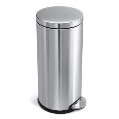 Simplehuman 30 Liter / 8 Gallon Round Step Trash Can In Brushed Steel