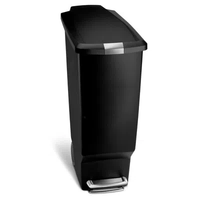 Simplehuman 40 Liter / 10.6 Gallon Slim Kitchen Step Trash Can With Secure Slide Lock, Plastic In Black