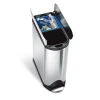 Simplehuman Brushed Stainless Steel 40 Liter Fingerprint Proof Dual Recycler Butterfly Trash Can In Metallic