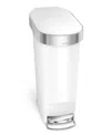 Simplehuman 40l Plastic Slim Step Can With Liner Rim In White