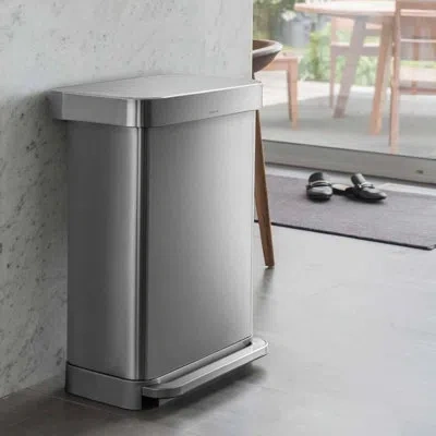 Simplehuman 45 Liter / 12 Gal Rectangular Hands-free Kitchen Step Trash Can In Brushed