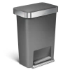 Simplehuman 45 Liter / 12 Gallon Rectangular Kitchen Step Trash Can With Soft-close Lid, Plastic In Gray