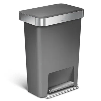 Simplehuman 45 Liter / 12 Gallon Rectangular Kitchen Step Trash Can With Soft-close Lid, Plastic In Gray