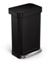 Simplehuman 45l Rectangular Liner Rim Step Trash Can In Matte Black