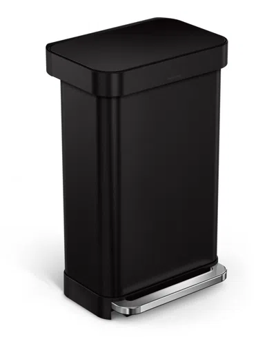 SIMPLEHUMAN 45 LITER RECTANGULAR LINER RIM STEEL KITCHEN TRASH CAN WITH LINER POCKET