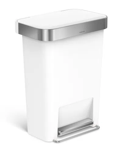 Simplehuman 45l Slim Step Can In White,silver Trim