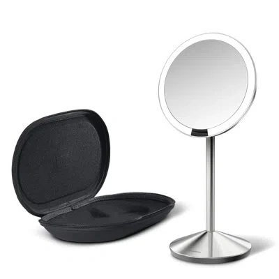 Simplehuman 5" Round Rechargeable Mini Travel Sensor Makeup Mirror, 10x Magnification In Silver