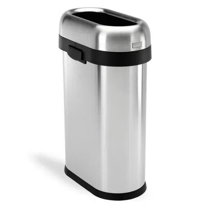 Simplehuman 50l/13 Gallon Slim Open Top Trash Can, Commercial Grade Heavy Gauge Stainless Steel In Brushed