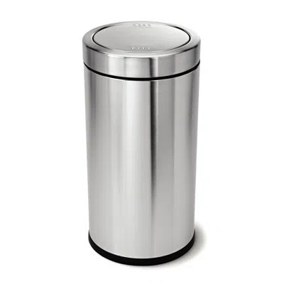 Simplehuman 55 Liter Commercial Swing Top Trash Can, Ada-compliant, Brushed Stainless Steel In Brushed,black