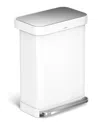 Simplehuman 55l Rectangular Step Can With Liner Pocket In White Stainless Steel