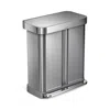 Simplehuman 58l Dual Compartment Rectangular Step Can With Liner Rim In Silver
