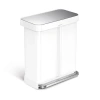 Simplehuman White Stainless Steel Dual Compartment Trash Can In White