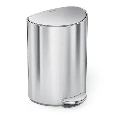 Simplehuman 6 Liter / 1.6 Gallon Semi-round Bathroom Step Trash Can In Brushed Stainless Steel