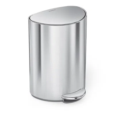 Simplehuman 6 Liter Semi-round Bathroom Trash Can With Liner Pocket In Silver