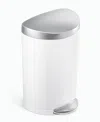 Simplehuman 6 Litre Steel Semi-round Step Can Steel In White Stainless Steel