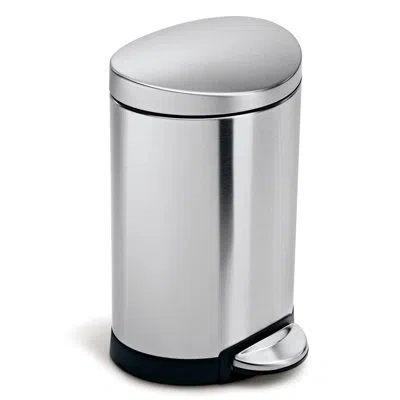 Simplehuman 6l Semi-round Step Bathroom Trash Can - Brushed Stainless Steel
