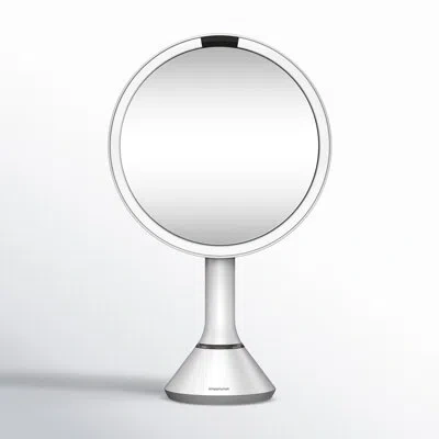 Simplehuman 8" Round Sensor Makeup Mirror With Touch-control Brightness, 5x Magnification, Cordless In White
