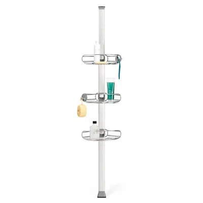 Simplehuman 8' Tension Shower Caddy, Stainless Steel And Anodized Aluminum In White