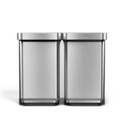 Simplehuman 90l Step Recycler Brushed Stainless Steel With Grey Plastic Lid