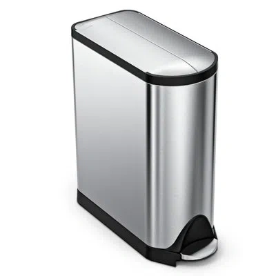 Simplehuman Butterfly Lid Kitchen Step Trash Can, Brushed Stainless Steel