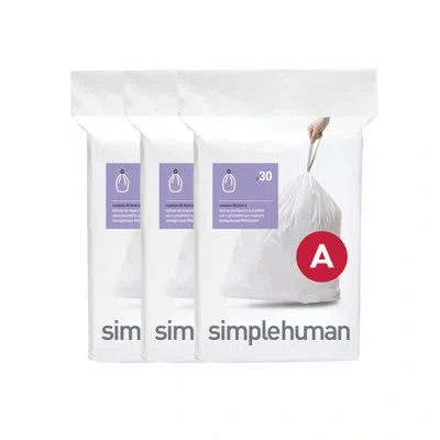 Simplehuman Code A 90 Count Genuine Custom Fit Liners, Drawstring Trash Bags In Dispenser Packs, 4.5 Liter / 1.2 In White