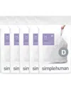 Simplehuman Code D Custom Fit Liners, Pack Of 100 In White