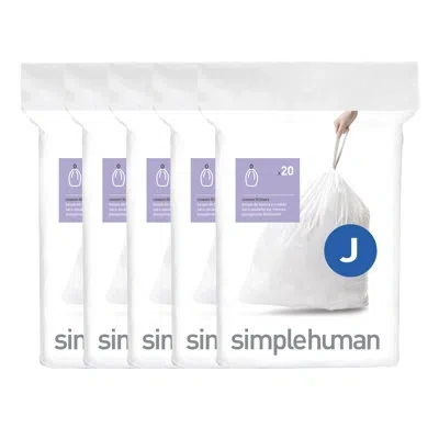 Simplehuman Code J Genuine Custom Fit Drawstring Trash Bags Dispenser Packs, 100 Count In White