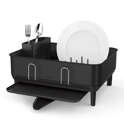 SIMPLEHUMAN COMPACT STEEL FRAME DISH DRYING RACK WITH SWIVEL SPOUT DRAIN