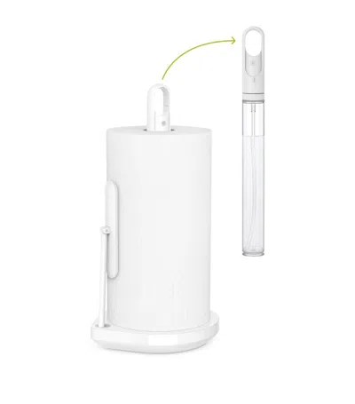 Simplehuman Paper Towel Holder And Spray Pump In White