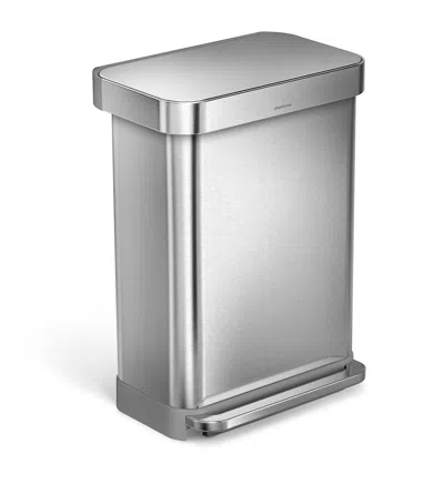 Simplehuman Rectangular Brushed Steel Pedal Bin In Grey