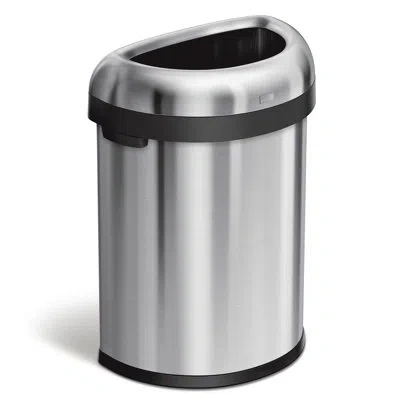 Simplehuman Semi-round Open Top Trash Can Commercial Grade Heavy Gauge In Steel