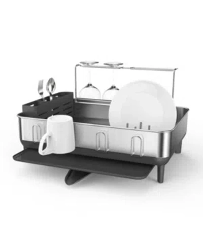 SIMPLEHUMAN STEEL FRAME KITCHEN DISH DRYING RACK WITH SWIVEL SPOUT DRAIN