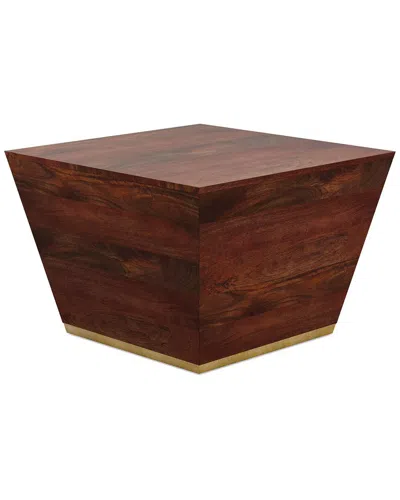 Simpli Home Abba Solid Mango Wood 28in Square Modern Coffee Table In Brown