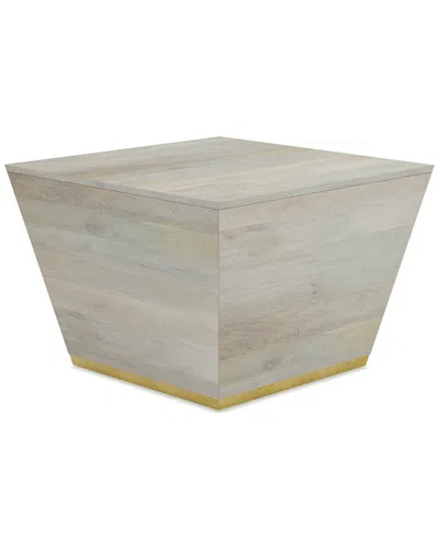 Simpli Home Abba Solid Mango Wood 28in Square Modern Coffee Table In Gray