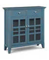 Simpli Home Acadian 36" Solid Wood Entryway Storage Cabinet In Distressed Coastal Blue