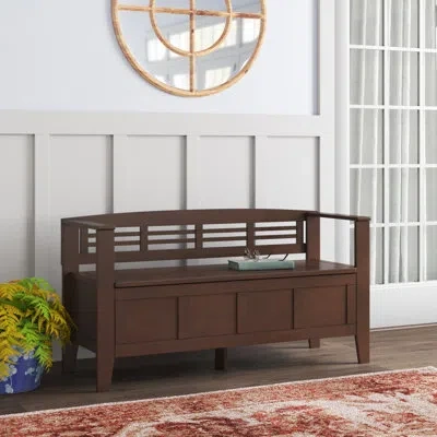 Simpli Home Adams 48"w Solid Wood Contemporary Storage Bench With Lift-up Lid And Spacious Storage In Rustic Medium Brown