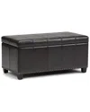 Simpli Home Amelia 33in Transitional Rectangle Storage Ottoman Bench In Black