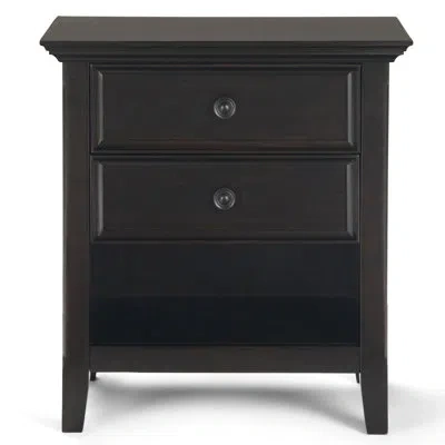 Simpli Home Amherst 24"w Solid Wood Transitional Nightstand With 2 Drawers And Open Storage Shelf In Hickory Brown
