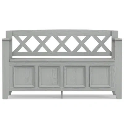 Simpli Home Amherst 48"w Solid Wood Entryway Storage Bench With Lift-top Lid And Dual Compartments In Fog Gray