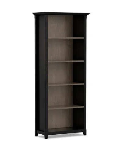 Simpli Home Amherst 70" Wood 5 Shelf Bookcase In Black,smoky Brown