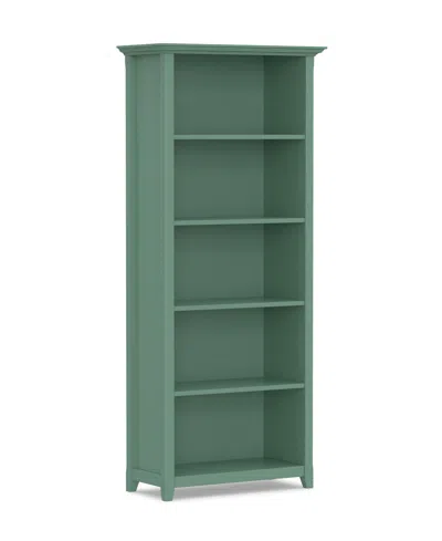 Simpli Home Amherst 70" Wood 5 Shelf Bookcase In Green