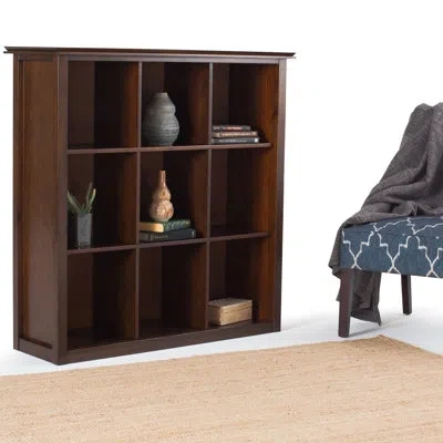 Simpli Home Artisan 45"h Solid Wood Transitional 9-cube Bookcase With Fixed Shelves And Tapered Legs In Russet Brown