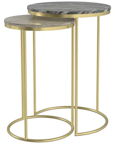 Simpli Home Ashley Modern Contemporary 16in Metal 2pc Nesting Table In Gold