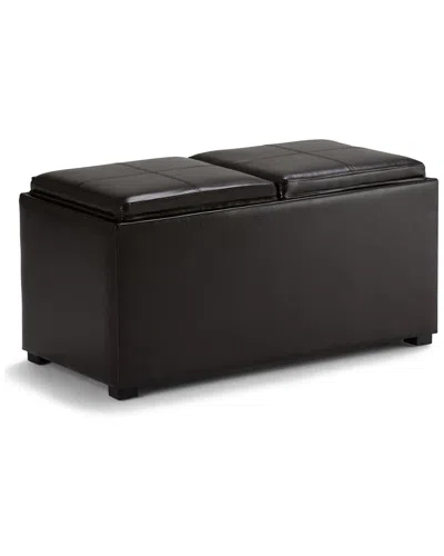 Simpli Home Avalon 35in Contemporary Rectangle 5pc Storage Ottoman In Black