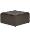 Simpli Home Avalon 35in Contemporary Square Coffee Table Storage Ottoman