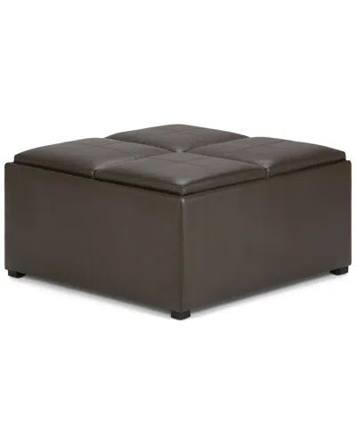 Simpli Home Avalon 35in Contemporary Square Coffee Table Storage Ottoman